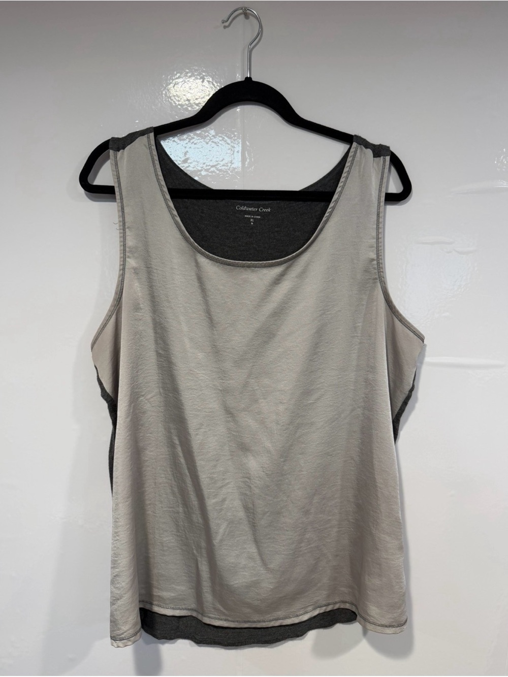 Coldwater Creek satin like front Tank Top in Light Gray and Dark Gray